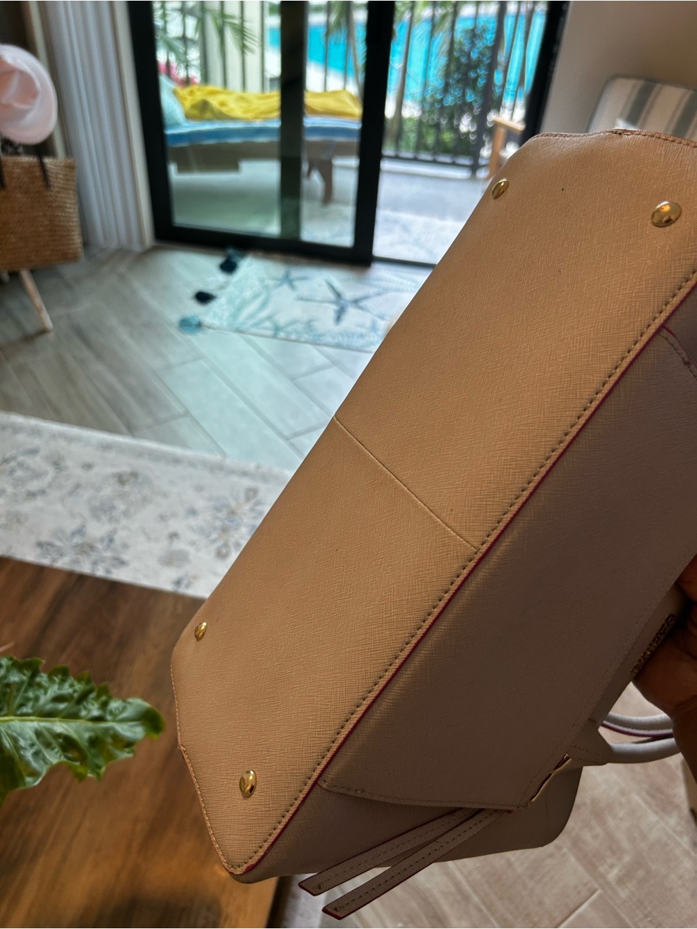 Calvin Klein Beige Tote with Pink Trim - Picture 4 of 4